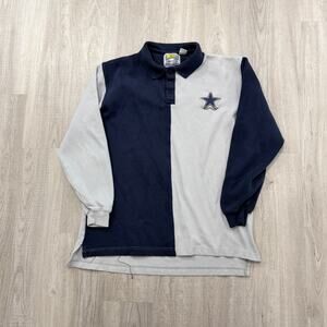 Vintage Dallas Cowboys Rugby Shirt Men's Large Gray Blue Colorblock Competitor